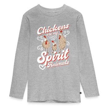 Hühner Spirit Animal Poulet Hühnchen - T-shirt manches longues Premium Ado - gris chiné - Devant
