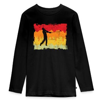 Golf Retro - Teenager Premium Bio Langarmshirt - Schwarz - Vorne - AI Model Kid Female (0cm)