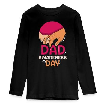 Aujourd’hui, c’est la fête des pères La journée de sensibilisation papa papa père - T-shirt manches longues Premium Ado - noir - Devant - AI Model Kid Female (0cm)
