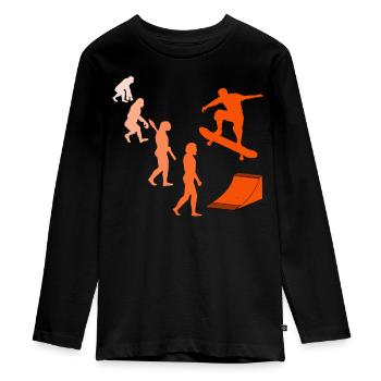 Skating Board Skate Skater Evolution Skateboard - Teenager Premium Bio Langarmshirt - Schwarz - Vorne - AI Model Kid Female (0cm)