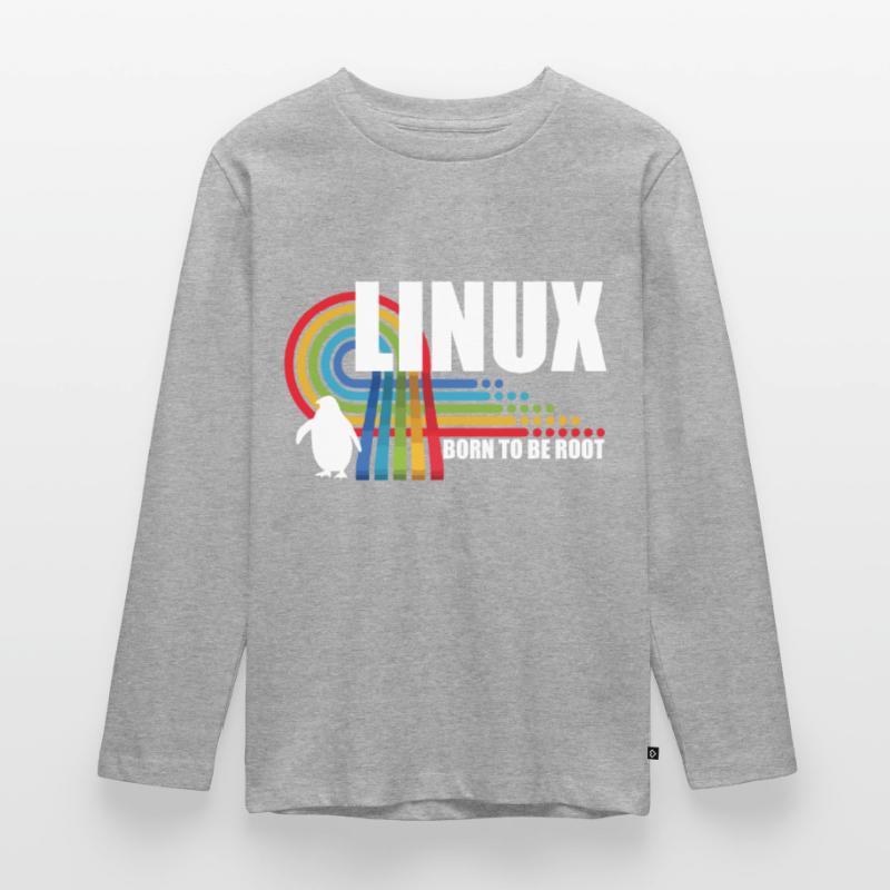 Born To Be Root Pinguin Linux Nerd Coding Geek Teenager Premium Bio Langarmshirt