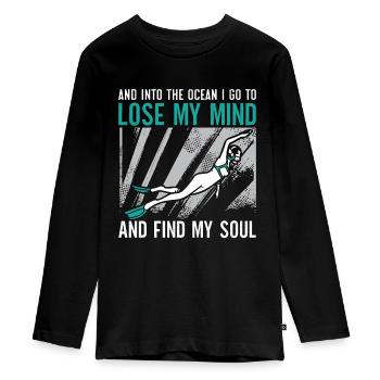 Freediving Gift - Teenager Premium Organic Long Sleeve Shirt - black - Front - AI Model Kid Female (0cm)