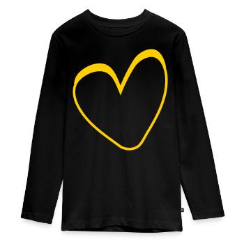 Gelbes Herz Simpel Design - Teenager Premium Bio Langarmshirt - Schwarz - Vorne - AI Model Kid Female (0cm)
