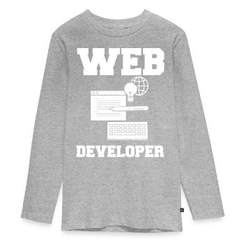 Web Entwicklung Webentwickler Entwickler Manager - Teenager Premium Bio Langarmshirt - Grau meliert - Vorne