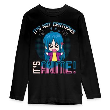 Vaporwave Japon Kawaii Pas de dessins animés c’est un anime - T-shirt manches longues Premium Ado - noir - Devant - AI Model Kid Female (0cm)