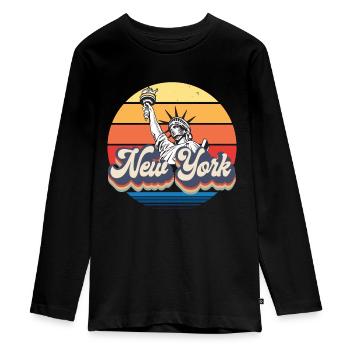 New York Retro Statue de la Liberté Skyline Big Apple - T-shirt manches longues Premium Ado - noir - Devant - AI Model Kid Female (0cm)