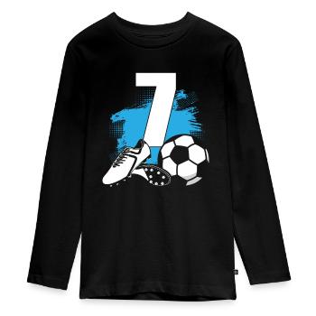 Football Footballeur 7 ans 7ème anniversaire - T-shirt manches longues Premium Ado - noir - Devant - AI Model Kid Female (0cm)
