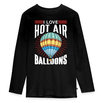 Ich Liebe Heißluftballons Heißluftballon Flug - Teenager Premium Bio Langarmshirt - Schwarz - Vorne - AI Model Kid Female (0cm)
