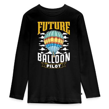 Zukünftiger Ballonpilot Ballonflug Heißluftballon - Teenager Premium Bio Langarmshirt - Schwarz - Vorne - AI Model Kid Female (0cm)