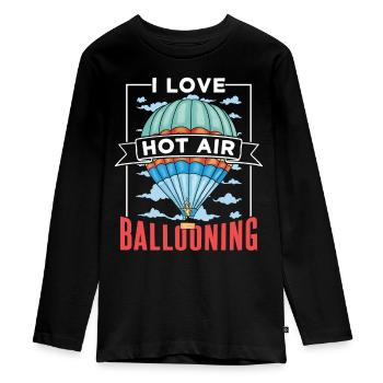 Ich Liebe Heißluftballonfahren Flug Heißluftballon - Teenager Premium Bio Langarmshirt - Schwarz - Vorne - AI Model Kid Female (0cm)