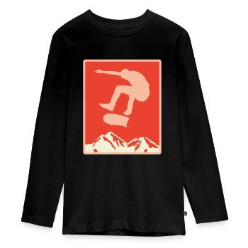 Skater Skateboard Gift Halfpipe Sk8 Ollie - Teenager Premium Organic Long Sleeve Shirt - black - Front - AI Model Kid Female (0cm)