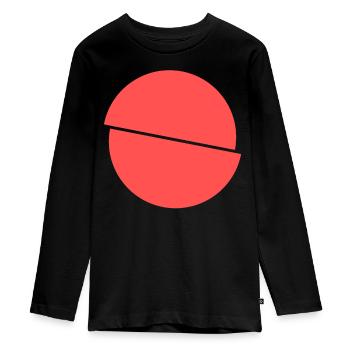 Halbe Kreise Rotes Design - Teenager Premium Bio Langarmshirt - Schwarz - Vorne - AI Model Kid Female (0cm)