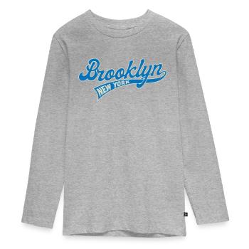 Hometown, Brooklyn, New York, Baseball Script, - Teenager Premium Organic Long Sleeve Shirt - heather grey - Front