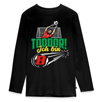 Fußball 8. Geburtstag Jungen Geschenk - Teenager Premium Bio Langarmshirt - Schwarz - Vorne - AI Model Kid Female (0cm)
