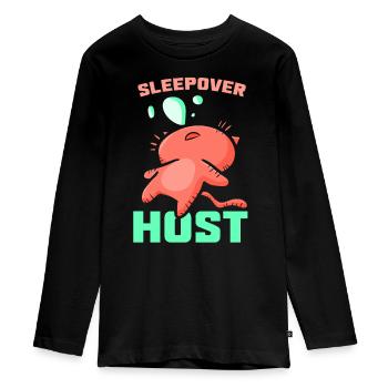 Übernachtungs Gastgeber Übernachtung Übernachten - Teenager Premium Bio Langarmshirt - Schwarz - Vorne - AI Model Kid Female (0cm)