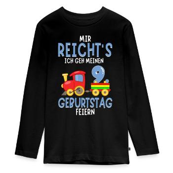 9. Geburtstag Geburtstagsgeschenk mit Eisenbahn - Teenager Premium Bio Langarmshirt - Schwarz - Vorne - AI Model Kid Female (0cm)