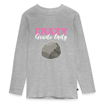 Crazy Geode Lady Géologie Minéraux Géologue - T-shirt manches longues Premium Ado - gris chiné - Devant
