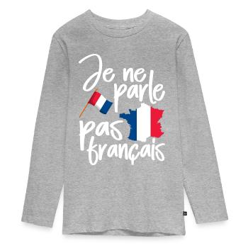 France - T-shirt manches longues Premium Ado - gris chiné - Devant