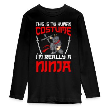 Ninja Cadeau Karaté Ninjutsu Judo Samouraï Japon - T-shirt manches longues Premium Ado - noir - Devant - AI Model Kid Female (0cm)
