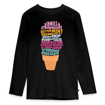 Ice Cream Word Cloud Cone Sundae - Teenager Premium Organic Long Sleeve Shirt - black - Front - AI Model Kid Female (0cm)