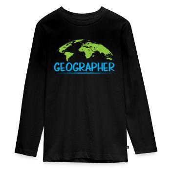 Geography Geography Profession Geography Student - Teenager Premium Organic Long Sleeve Shirt - black - Front - AI Model Kid Female (0cm)