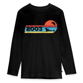 Kite-Strand-Segler né en 2003 Anniversaire - T-shirt manches longues Premium Ado - noir - Devant - AI Model Kid Female (0cm)