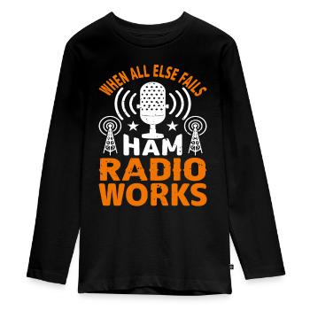 Funk Amateur Funker Funken Radio Hobby Gift - Teenager Premium Organic Long Sleeve Shirt - black - Front - AI Model Kid Female (0cm)
