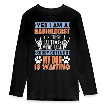 Radiology Hospital X-ray Technician Gift - Teenager Premium Organic Long Sleeve Shirt - black - Front - AI Model Kid Female (0cm)