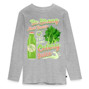 Céleri, dicton amusant, jus de céleri d’essai - T-shirt manches longues Premium Ado - gris chiné - Devant