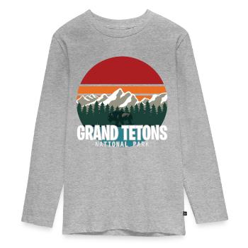 Grand Teton Buffalo National Park Souvenir Wyoming - T-shirt manches longues Premium Ado - gris chiné - Devant