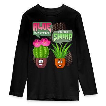 Aloe vera, cactus cactus, dicton drôle, jeu de mots - T-shirt manches longues Premium Ado - noir - Devant - AI Model Kid Female (0cm)