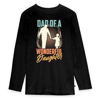 Vater Einer Wunderbaren Tochter Sprüche Papi Papa - Teenager Premium Bio Langarmshirt - Schwarz - Vorne - AI Model Kid Female (0cm)