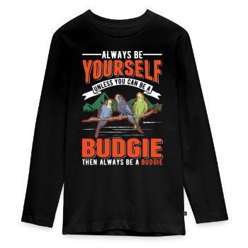 Budgerigar Cadeau Welli Perruche - T-shirt manches longues Premium Ado - noir - Devant - AI Model Kid Female (0cm)