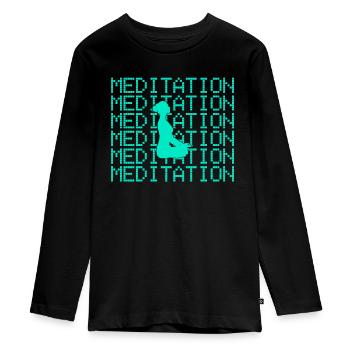 Méditation - T-shirt manches longues Premium Ado - noir - Devant - AI Model Kid Female (0cm)