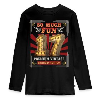 17th birthday 17 years Vintage-Retro Fun-Birthday - Teenager Premium Organic Long Sleeve Shirt - black - Front - AI Model Kid Female (0cm)