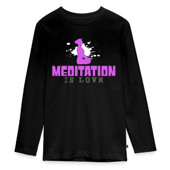 Méditation - T-shirt manches longues Premium Ado - noir - Devant - AI Model Kid Female (0cm)