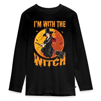 Scary halloween pumpkin witches zombie ghosts - Teenager Premium Organic Long Sleeve Shirt - black - Front - AI Model Kid Female (0cm)