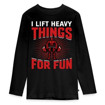 Idée de cadeau de bodybuilder d'haltérophilie haltérophile - T-shirt manches longues Premium Ado - noir - Devant - AI Model Kid Female (0cm)