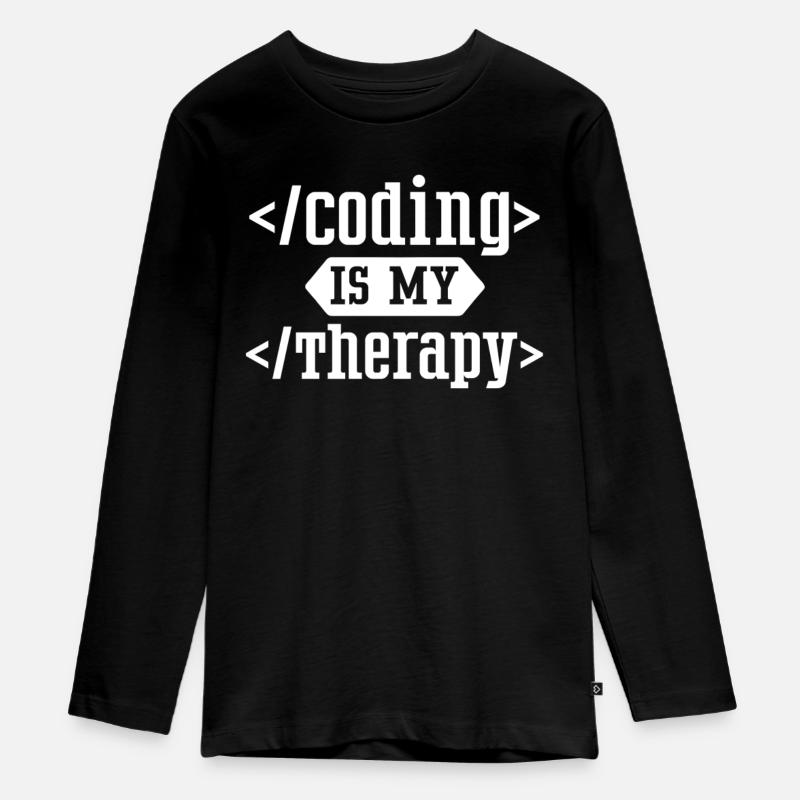 La programmation est ma thérapie Code codeur de codage - T-shirt manches longues Premium Ado - noir