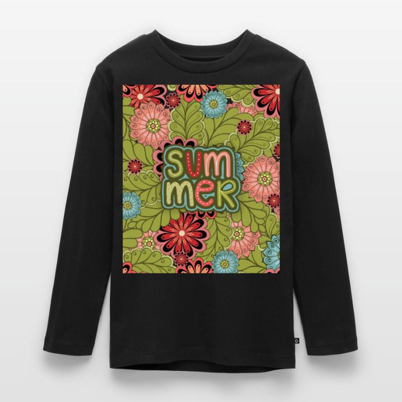 Summer, Pattern, Floral Pattern, Summer Pattern Teenager Premium Organic Long Sleeve Shirt