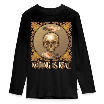Occult, Skull, Magic, Alchemy Vintage Style - Teenager Premium Organic Long Sleeve Shirt - black - Front - AI Model Kid Female (0cm)