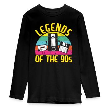 90s Outfit Party 90s Theme Party Cassette - T-shirt manches longues Premium Ado - noir - Devant - AI Model Kid Female (0cm)