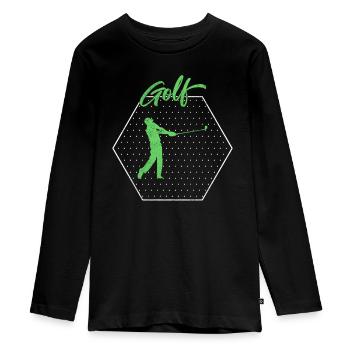 Golf - Teenager Premium Bio Langarmshirt - Schwarz - Vorne - AI Model Kid Female (0cm)