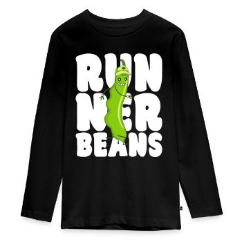 Funny Scarlet Runner Bean Cool Runner Beans Gift - Teenager Premium Organic Long Sleeve Shirt - black - Front - AI Model Kid Female (0cm)
