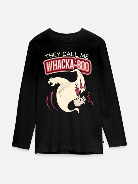 Lustiger-Geist, Spruch Halloween Whacka-Boo - Teenager Premium Bio Langarmshirt - Schwarz