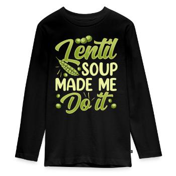 Lentil Soup Got Me Lentil Lens - Teenager Premium Organic Long Sleeve Shirt - black - Front - AI Model Kid Female (0cm)