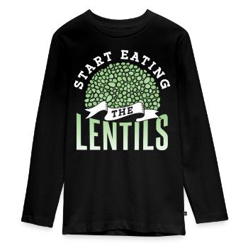 Start The Lentils To Eat Lentil Soup - Teenager Premium Organic Long Sleeve Shirt - black - Front - AI Model Kid Female (0cm)