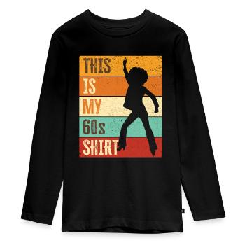 60s Sixties 1960s Party Outfit Costume - Teenager Premium Organic Long Sleeve Shirt - black - Front - AI Model Kid Female (0cm)