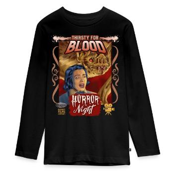 Vampir Blutsauger Horror Film Vintage-Filmplakat - Teenager Premium Bio Langarmshirt - Schwarz - Vorne - AI Model Kid Female (0cm)
