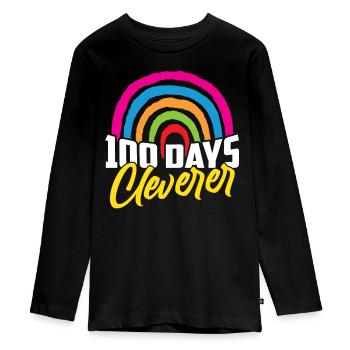 100 Days Clever Funny Sweet Team Dictons - T-shirt manches longues Premium Ado - noir - Devant - AI Model Kid Female (0cm)